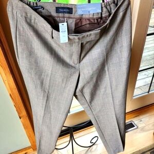 Talbots High-Waist Straight Pant 14W Brown Glen Plaid Plus Size NWT 182 03 00